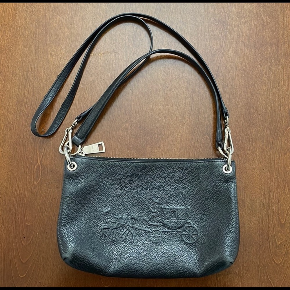 Coach black leather crossbody bag